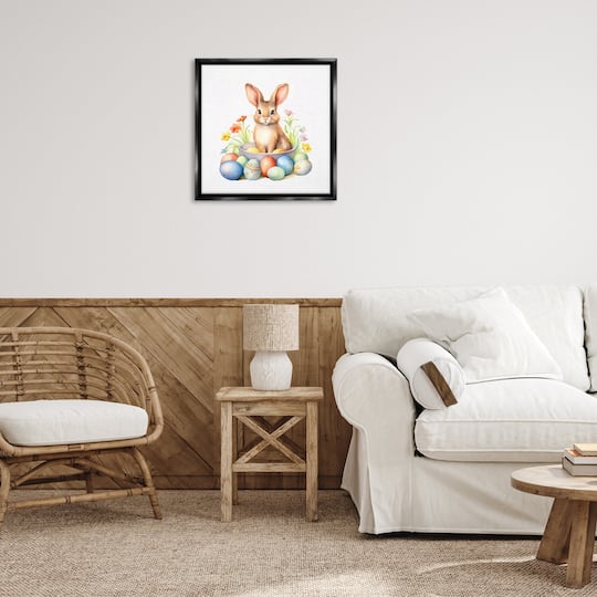 Stupell Industries Easter Bunny & Eggs Floater Framed Art